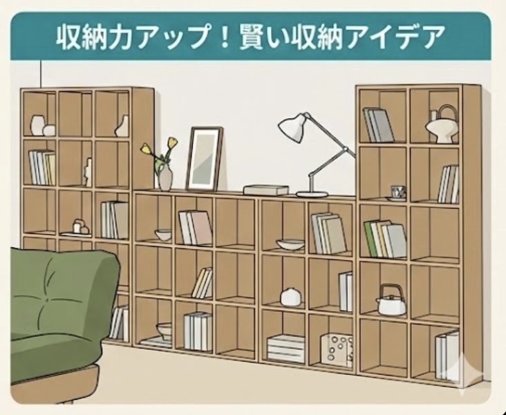 収納力アップ、壁面収納