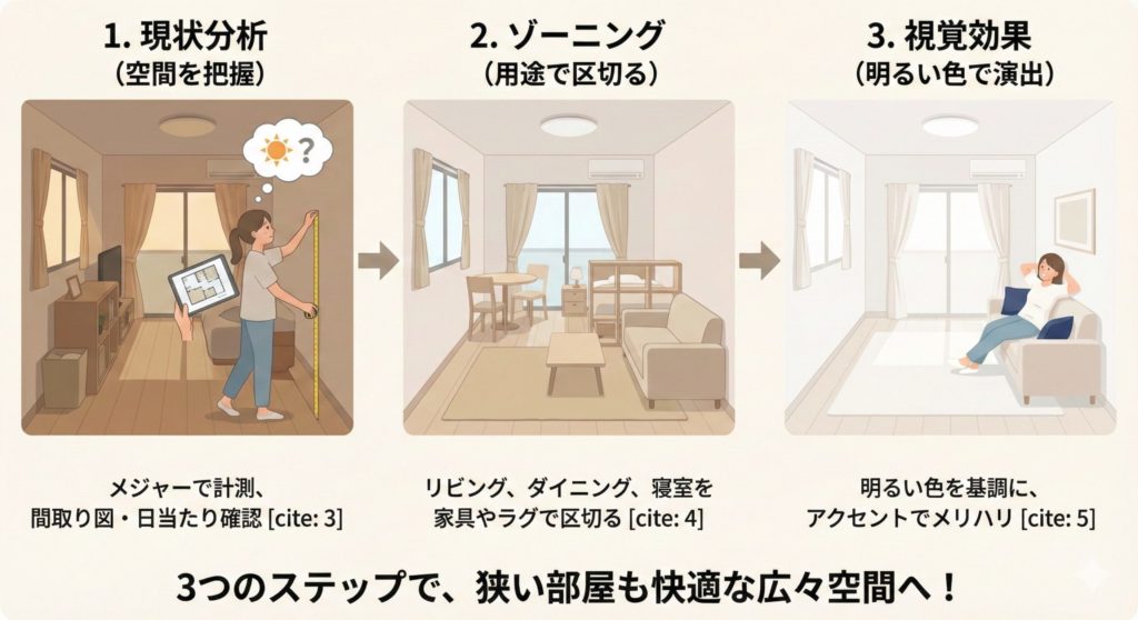 部屋を視覚効果で空間を演出